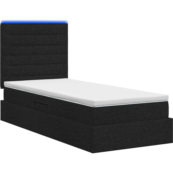vidaXL LED-Speicherbett mit Matratze Schwarz 90 x 190 cm Stoff 3459851 – Bild 9