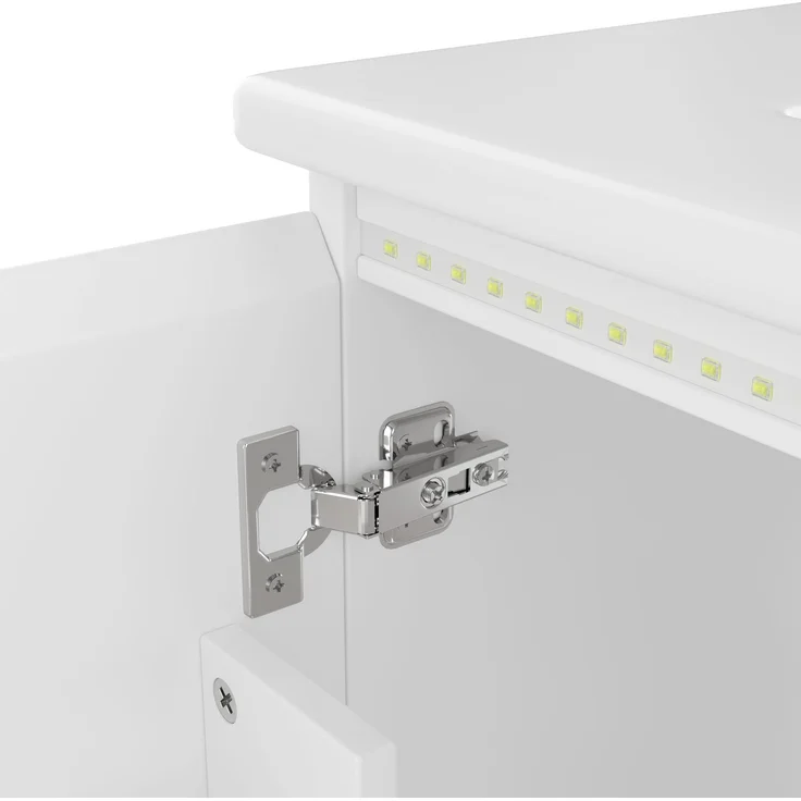 Wandhängender Waschtischunterschrank 76 x 46 x 50 cm aus MDF mit Keramikbecken und LED-Radarsensor – Bild 9