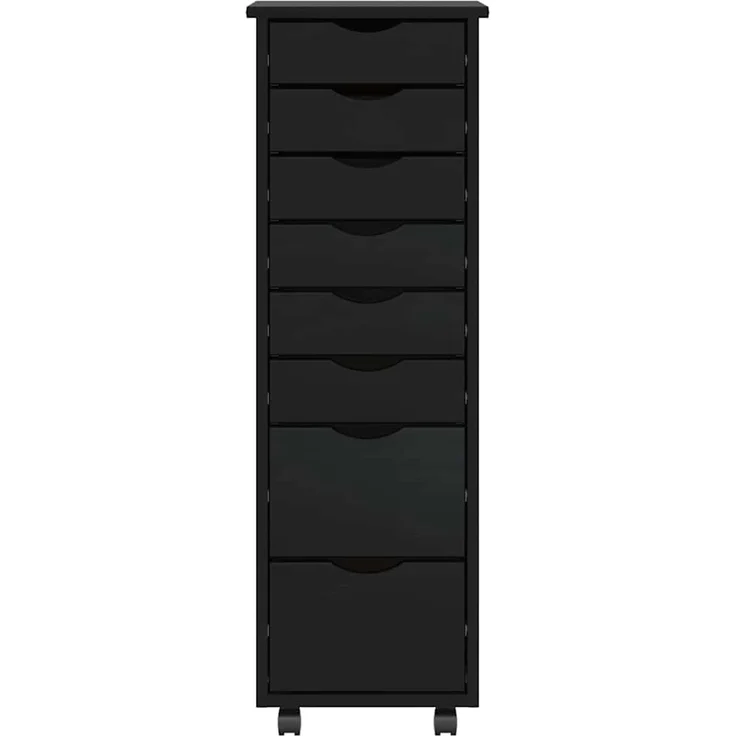 vidaXL Rollschrank mit Schubladen MOSS Schwarz Massivholz Kiefer 4015786 – Bild 3
