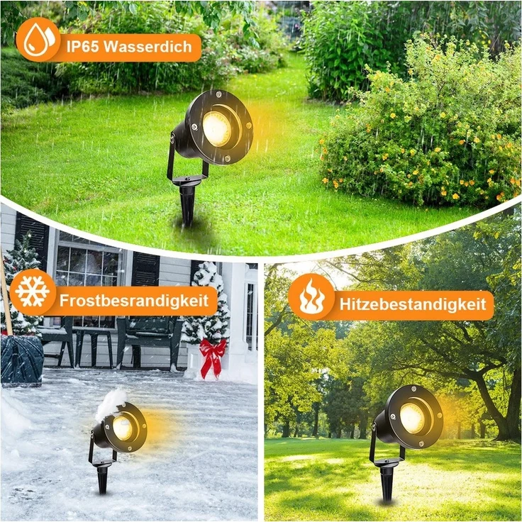 Clanmacy LED Gartenstrahler Gartenbeleuchtung mit Erdspieß 4W IP65 Gartenleuchte Warmweiß, LED fest integriert, Warmweiß – Bild 3