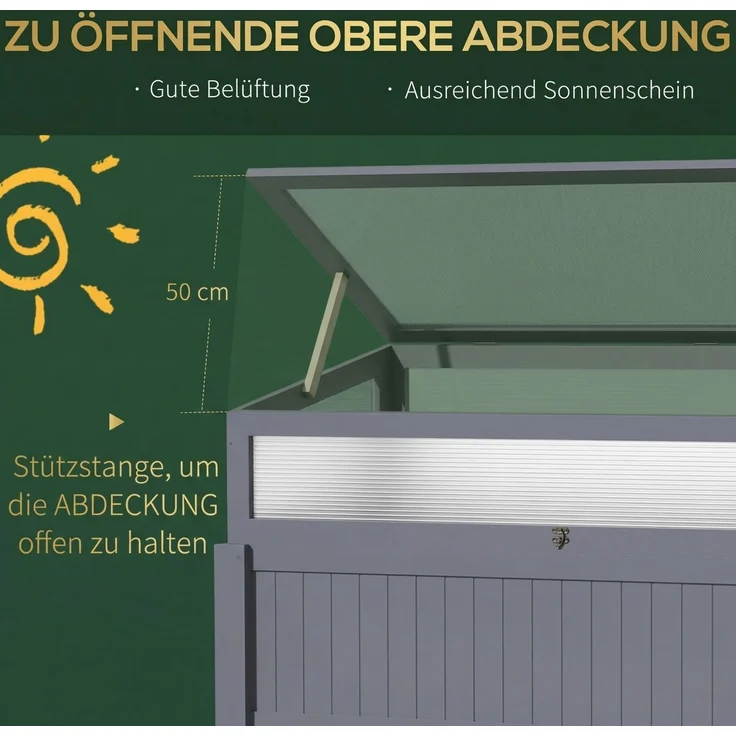 Outsunny Hochbeet, Tannenholz, PC-Panel, Grau, 120L x 54B x 122H cm – Bild 6