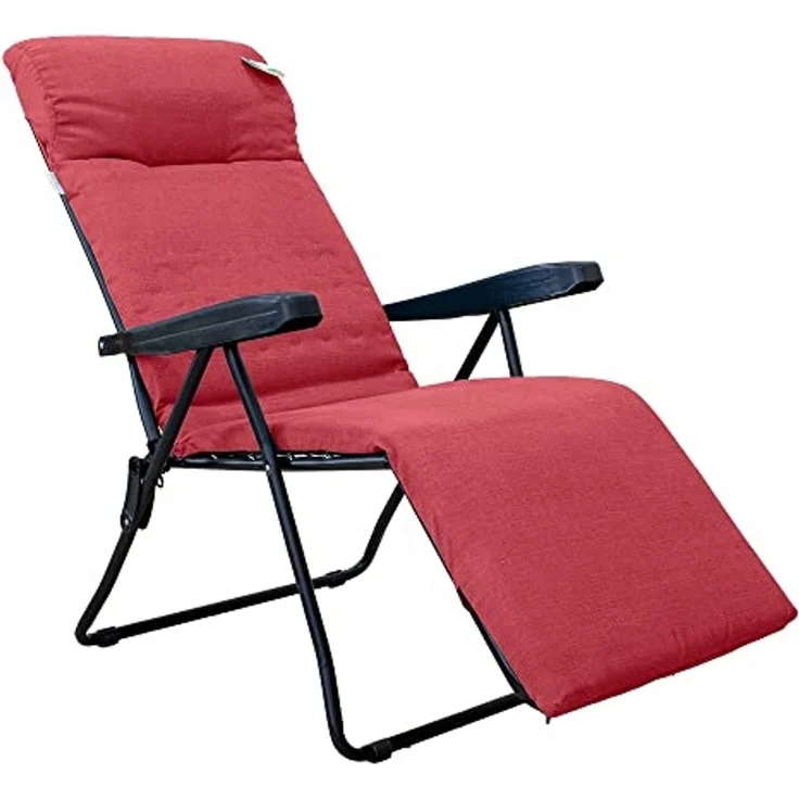 GARDENIA Liegestuhl zum Relaxen, neigbar, automatisch, rot, aus Stahllegierung, 84 x 60 x H 105 cm – Bild 3
