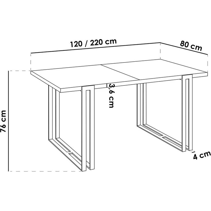 WFL GROUP Esstisch Stella (erhältlich in 3 Größen – 120/140/160 cm ausziehbar auf 220/240/260 cm), platzsparender Tisch in Holzoptik für Küche, Esszimmer oder Wohnzimmer – Bild 2