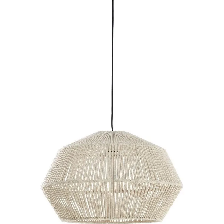 Light & Living Pendelleuchte DEYA, 1-flammig, Creme, Metall, Baumwollgarn, ohne Leuchtmittel, Ø 49 x H 30 cm