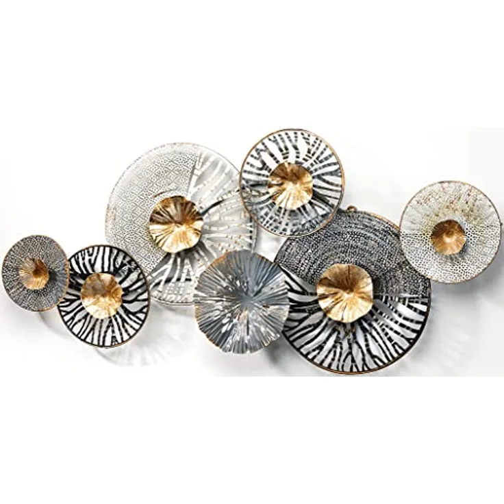 Kobolo 3D-Wandbild ROOTS, Wanddeko Metallbild in Anthrazit-Silber-Gold, ca. 105x50 cm, handgefertigt mit Vintage- und Used Look