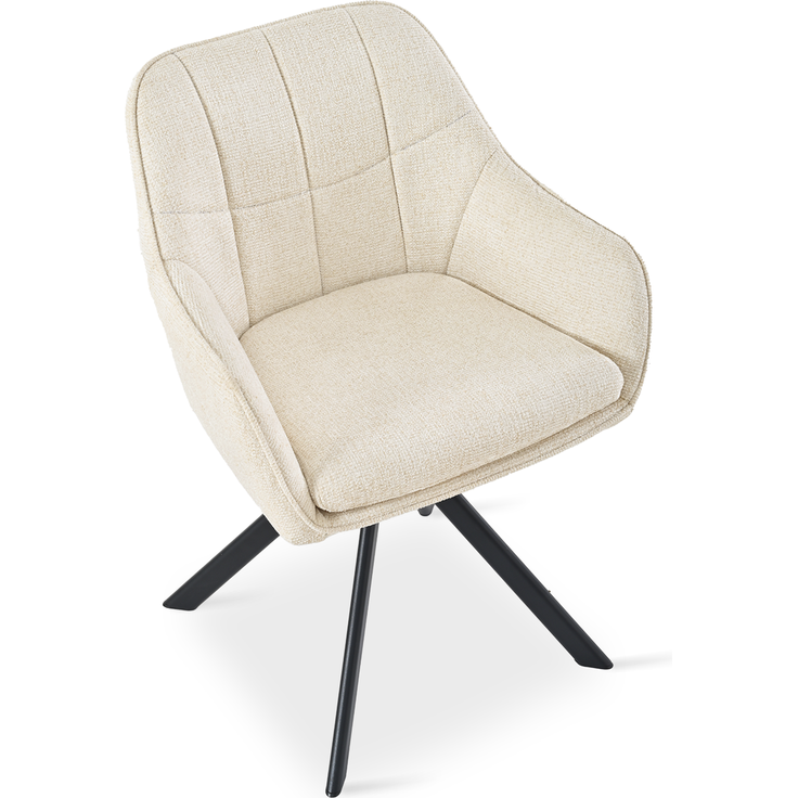 GOEURVANT 1437 Esszimmerstühle 2er-Set mit Armlehnen, 360° Drehbar, Chenille - Creme – Bild 7