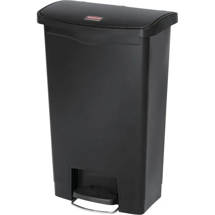 Rubbermaid Commercial Products Slim Jim 1883611 50 Litre Front Step Step-On Resin Wastebasket - Black
