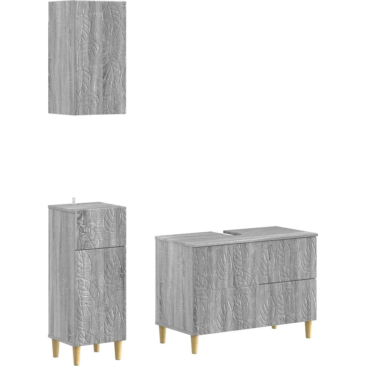 vidaXL 3-teiliges Badezimmer-Schranksystem DELFT Sonoma-Grau 3417789 – Bild 1