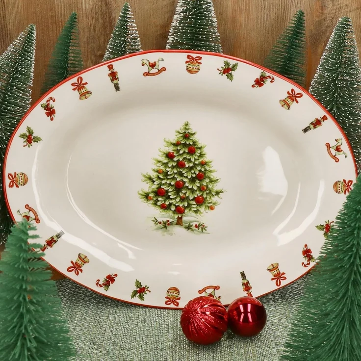 MamboCat Servierplatte Maestro Natale Servierplatte oval Keramik XXL-Teller Beilagen Braten, Keramik – Bild 3