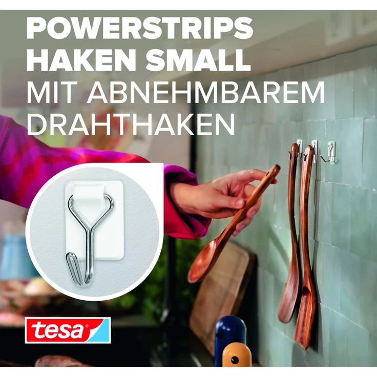 tesa Haken Powerstrips Drahthaken 3er-Set weiß – Bild 2