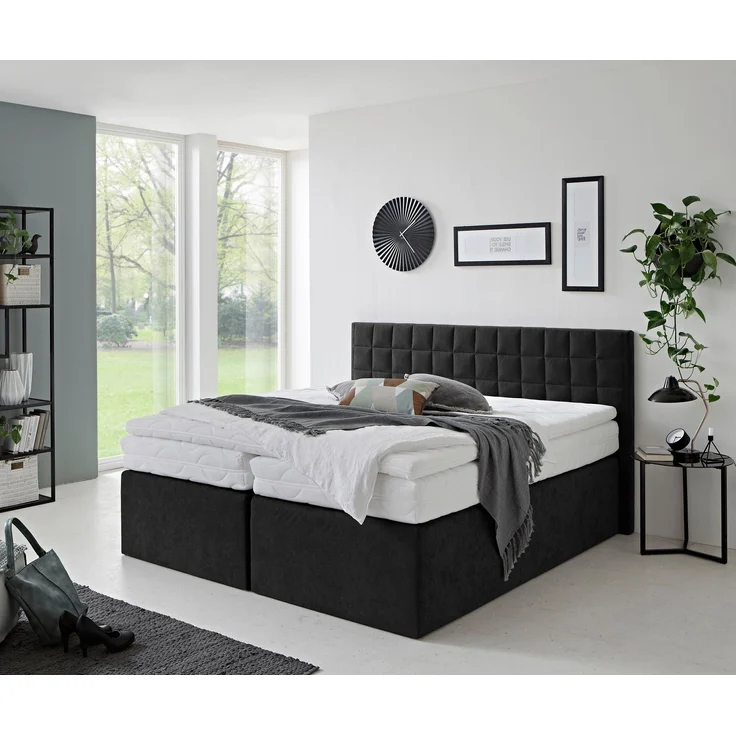 Westfalia Schlafkomfort Boxspringbett Dublin, wahlweise mit Topper in verschiedenen Härtegraden erhältlich, mit schöner Kopfteilversteppung – Bild 2