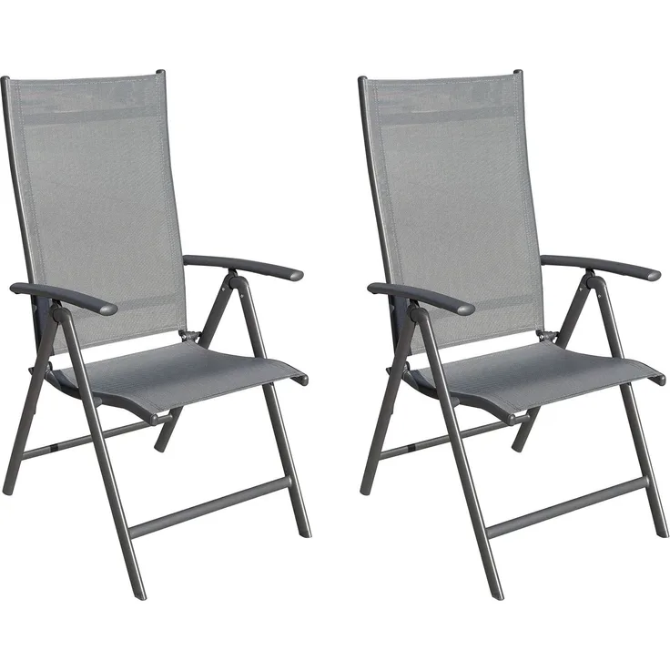 LC Garden GARVIO Klappsessel,Sitz und Rücken Textilen AnthrazitGestell Alu Anthrazit (max110KG ) - H 105 cm x T 68 cm x B 55 cm