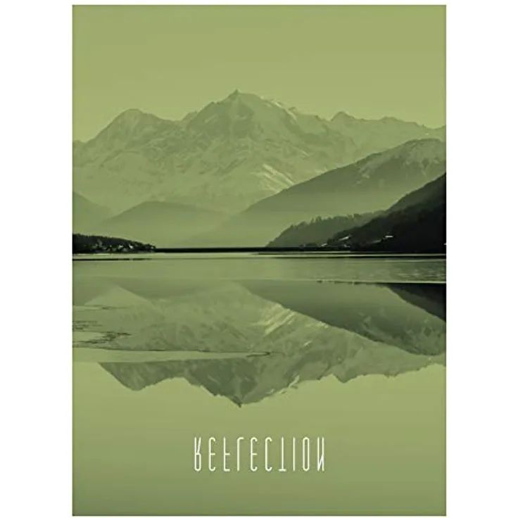 Komar Wandbild Word Lake Reflection Sand, 30 x 40 cm, Premium-Poster mit fotorealistischen Farben, ohne Rahmen, MADE IN GERMANY
