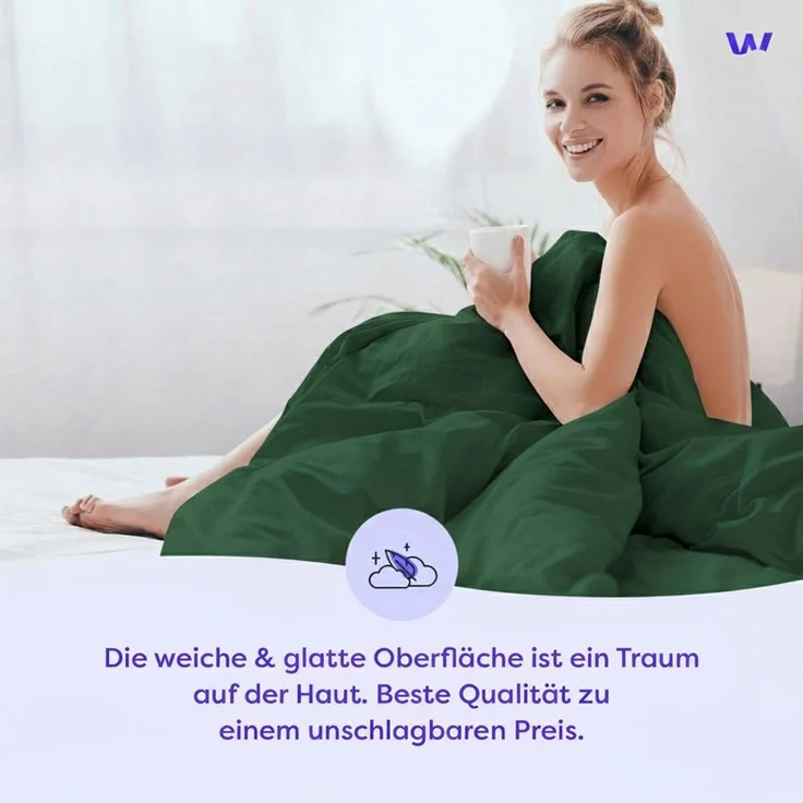 Wolkenfeld Bettwäsche Renforcé Bettwäsche Baumwolle - Natürlich weiches Schlafgefühl, Renforcé, 3 teilig, 135x200 cm, 155x220 & Übergrößen I inkl. Kissenbezüge 80x80 I uni – Bild 3