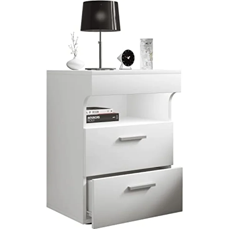 VCM Slepal M, Nachttisch mit großer Drehtür und zwei Fächern, Holzstruktur-Nachbildung, 45 x 39 x 61 cm – Bild 1