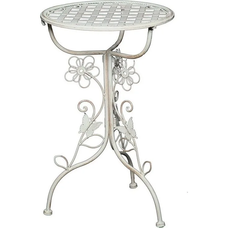 DESIGN DELIGHTS Beistelltisch VERSPIELTER BEISTELLTISCH "FLORA", Eisen, weiß, Gartentisch