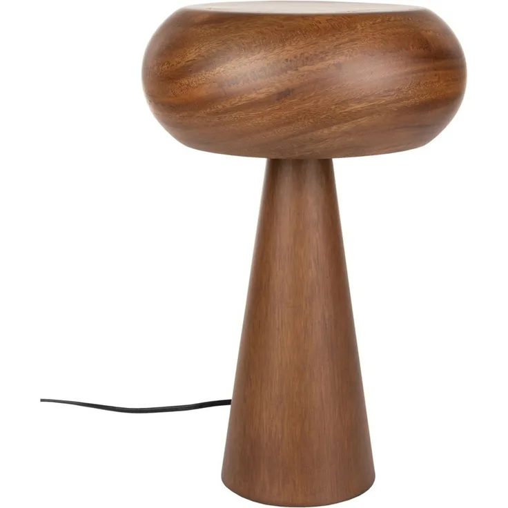 Tischlampe Morel S aus Akazienholz mit rundem Schirm von Dutchbone