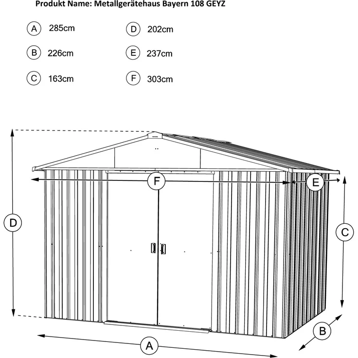 Yardmaster Metall-Gerätehaus "Bayern" Modell 108, grün, 6,44 m²,ohne Bodenrahmen – Bild 5
