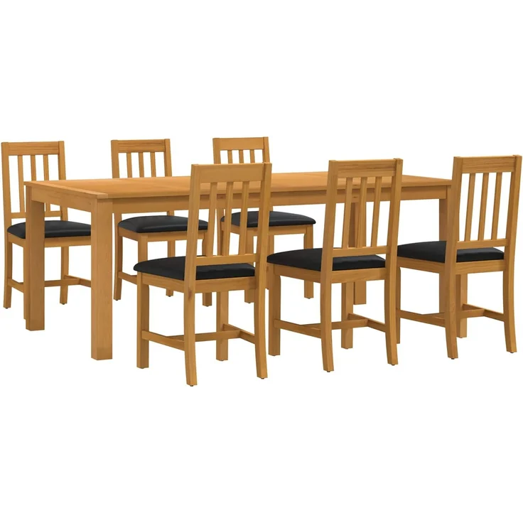 vidaXL Essgruppe VENLO 7 stk. Schwarz 200 x 100 x 75 cm 3430385 – Bild 2