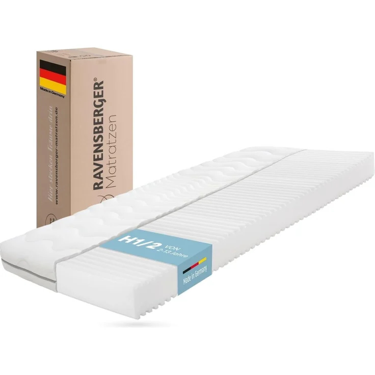 Kaltschaummatratze Kinder- und Jugendmatratze Softwelle Härtegra.., RAVENSBERGER Matratzen, 16 cm hoch, Härtegrad H1/H2 (RG 30) 80x200 cm mit PES Bezug – Bild 1