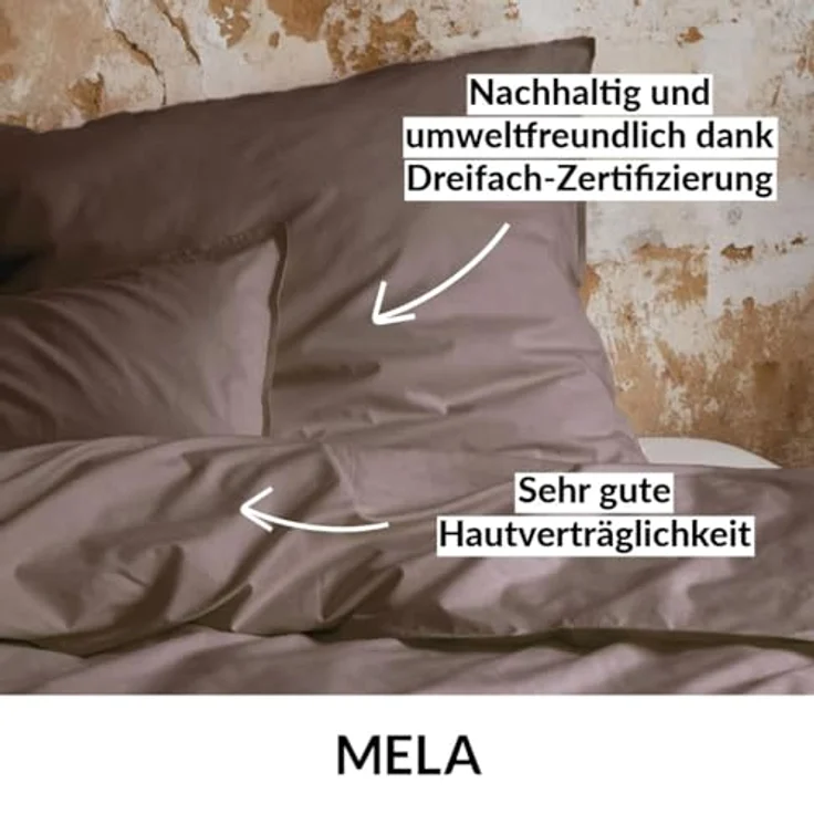 MELAWEAR Perkal Kopfkissen Bezug 40 x 80 cm – 100% Bio Baumwolle, GOTS & Fairtrade, Grüner Knopf, Weiß, Hotelverschluss – Bild 3