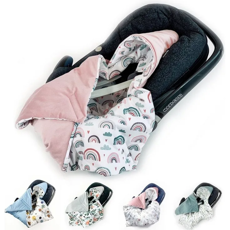Einschlagdecke Babyschale Autositz mit Klettverschluss,Wattiert mit Füllung,Universal, BABEES