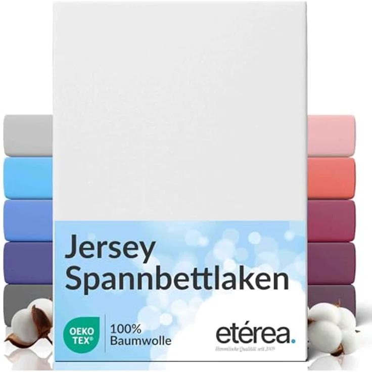etérea Comfort Jersey Spannbettlaken Weiss 90x200 cm - 100x200 cm – Bild 2
