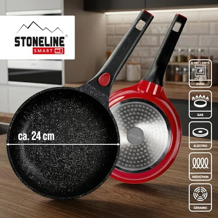 STONELINE Bratpfanne SMART 24 cm, rot, abnehmbarer Griff, Induktion, Aluminiumguss (1-tlg) – Bild 4