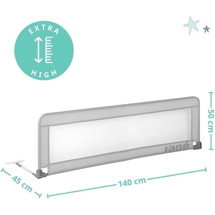 Jané - Klappbares Bettgitter, Länge 140 cm, Transporttasche, extra hoch – Bild 5