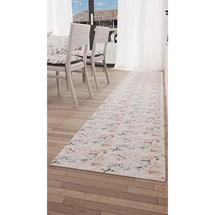 PETTI Artigiani Italiani - Teppich für Küche, rutschfest, waschbar, 52x380 cm, florales Design 17 Weiß, 100% Made in Italy – Bild 4