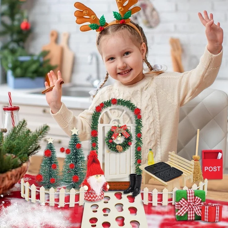 70 Miniatur Wichtel Weihnachten Set Wichteltür Zubehör Holz Deko Figuren – Bild 6