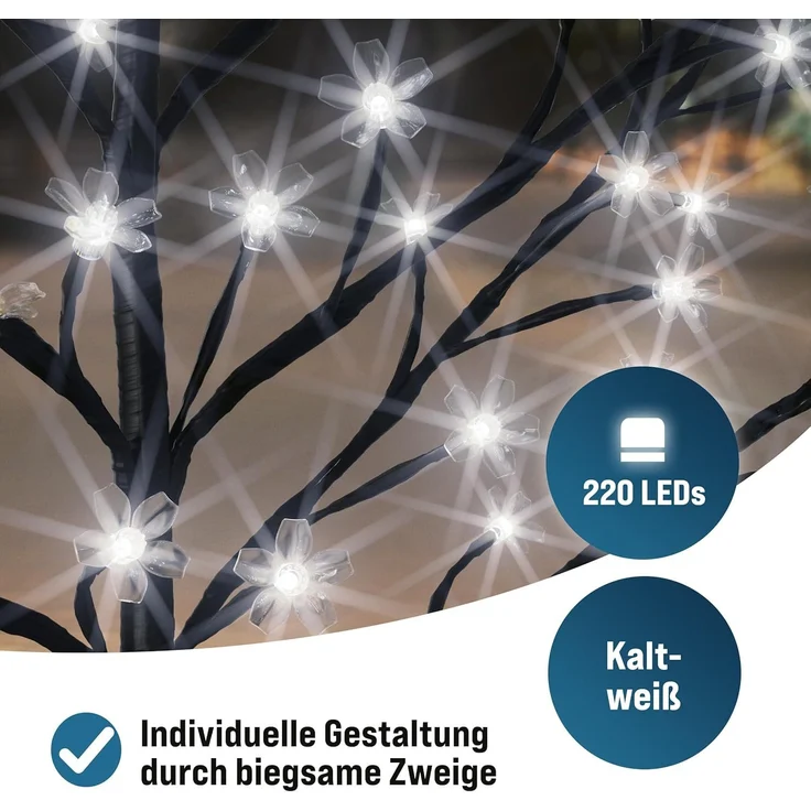 Monzana® Kirschblütenbaum 2er Set 220 cm 220 LED Kaltweiß Außen Innen Künstlich Groß Deko Weihnachten Weihnachtsdeko Kirschbaum Leuchtbaum Lichterbaum – Bild 3