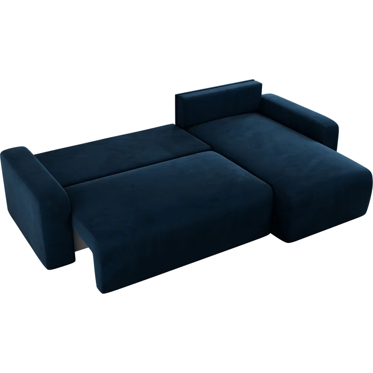 Ecksofa L-form, mit Schlaffunktion und Bettkasten - ARGOS, Dunkelblau, Velours – Bild 4