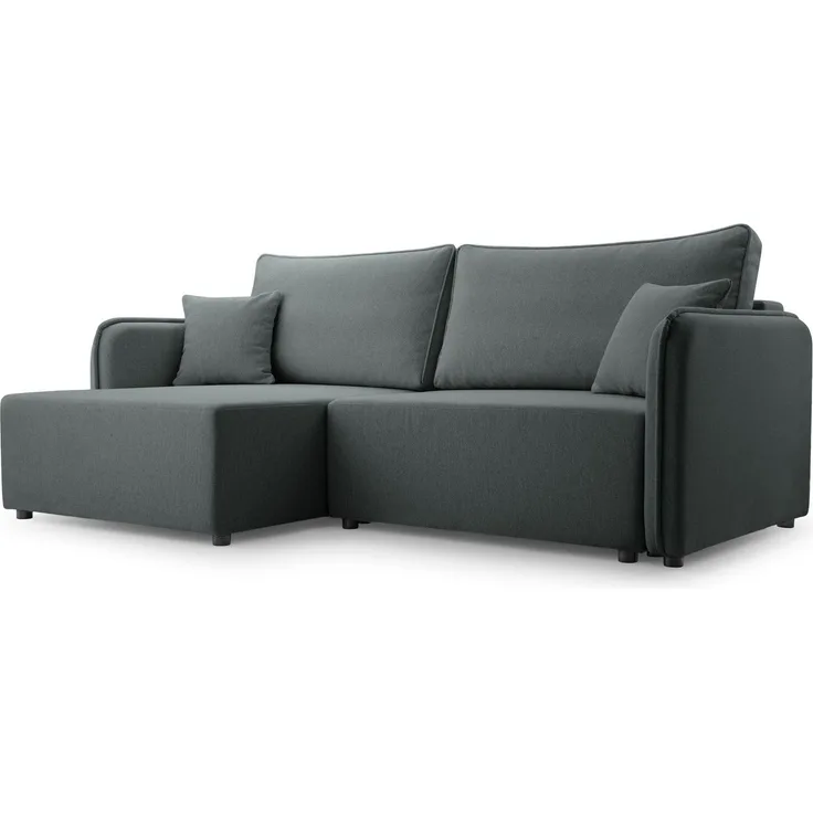 Selsey 'Kassian' Ecksofa mit Schlaffunktion und Bettkasten, grau, links