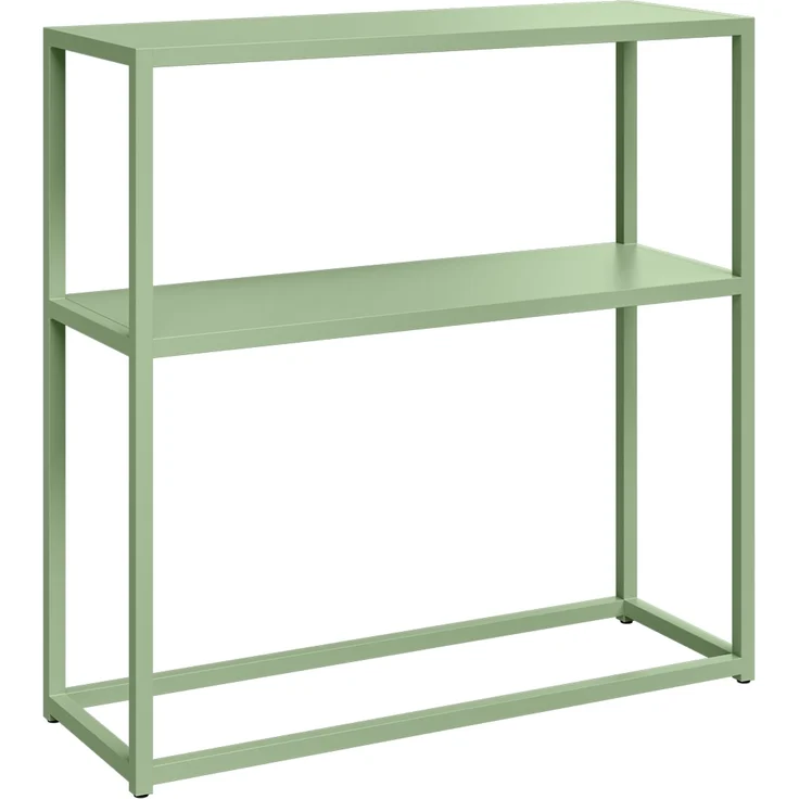 skølm 'Skadi' Konsolentisch mit zwei Ablagen, Metall, grün, 80x28x80 cm, Metallregal mit Stauraum – Bild 8
