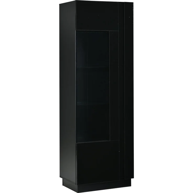 Vitrine 60 x 40 x 180 cm aus Spanplatte, mit Acrylglastür und LED-Beleuchtung, Schwarz – Bild 6