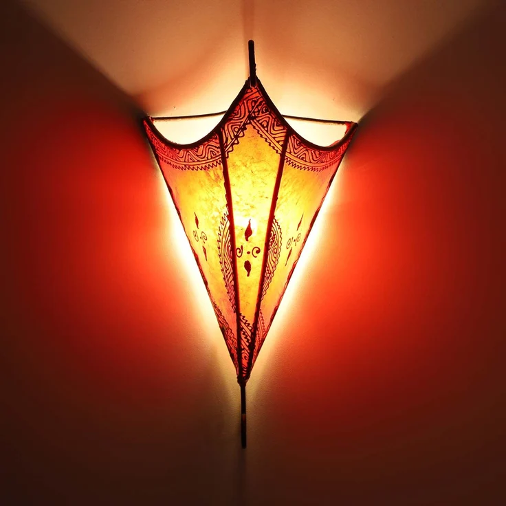 Marokkanische Leder Wandlampe Mouna Rot – Bild 1