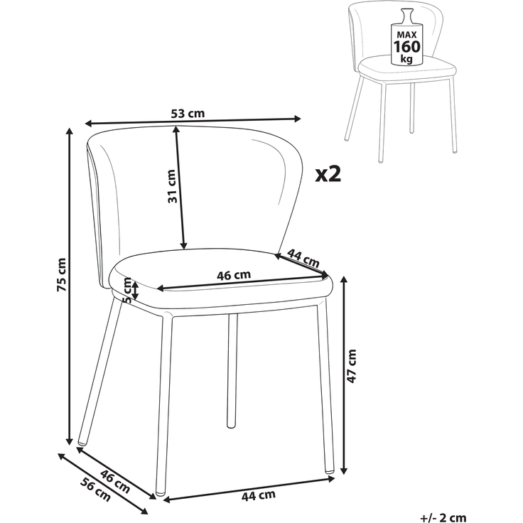 Esszimmerstuhl 2er Set HOSKIN Kunstleder Braun – Bild 2