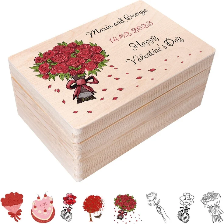 Creative Deco Personalisierte Geschenke Wunschtext Holzkiste | Valentinstag