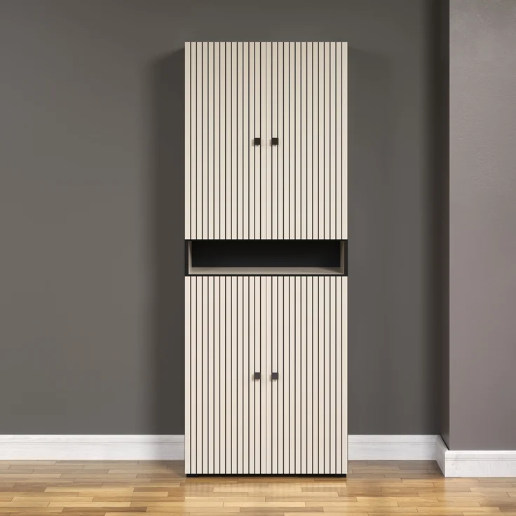 Badezimmer Hochschrank Bliss in Evoke Eiche und grau 70 x 186 cm – Bild 5