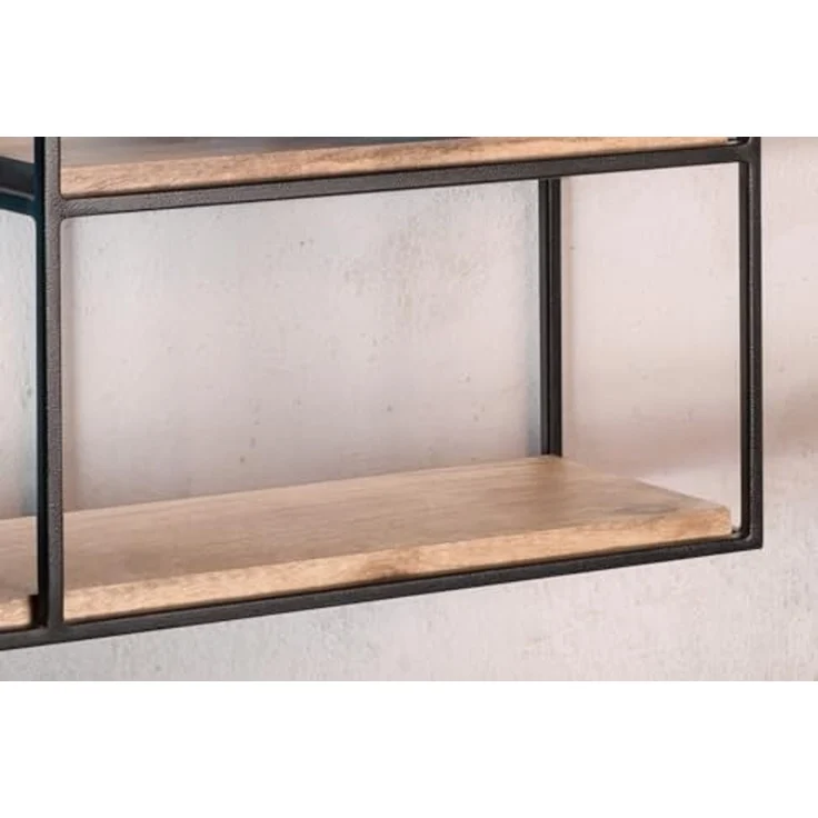 FINEBUY Wandregal FB92217, 60x40x18 cm Mango Massivholz / Metall Hängeregal, Schweberegal Rechteckig, Regal Hängend Industrial – Bild 5