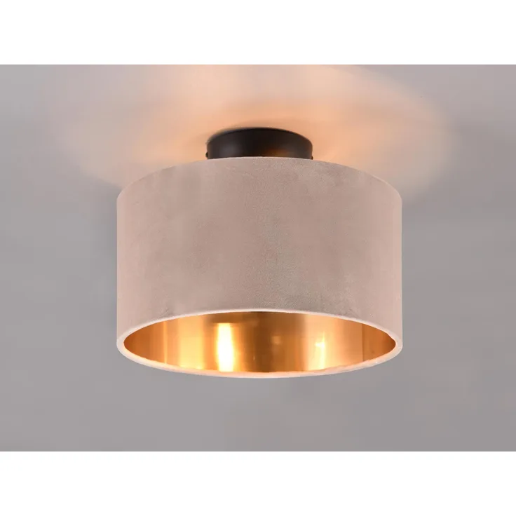 Kleine LED Deckenleuchte mit Samt Lampenschirm Beige Gold, Ø 30cm