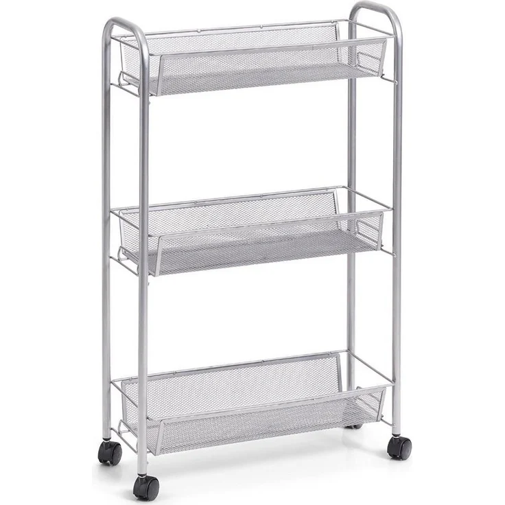 Zeller Etagen-Rollwagen, 3-lagig, Mesh, silber, 44 x 17 x 70,5 cm – Bild 1