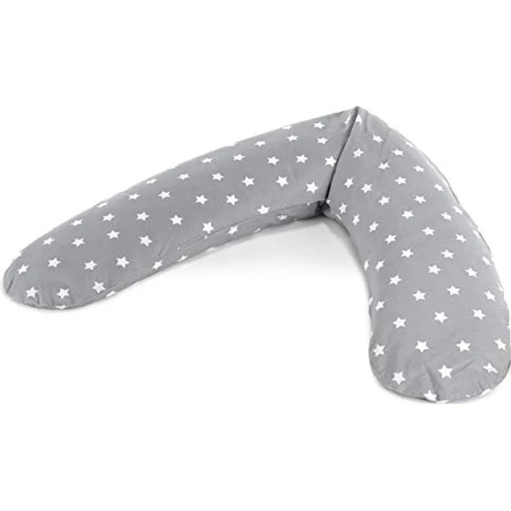 Theraline Ersatzbezug für Stillkissen Das Komfort, 180 cm, kuschelige Baumwolle, waschbar, Big Stars Grau