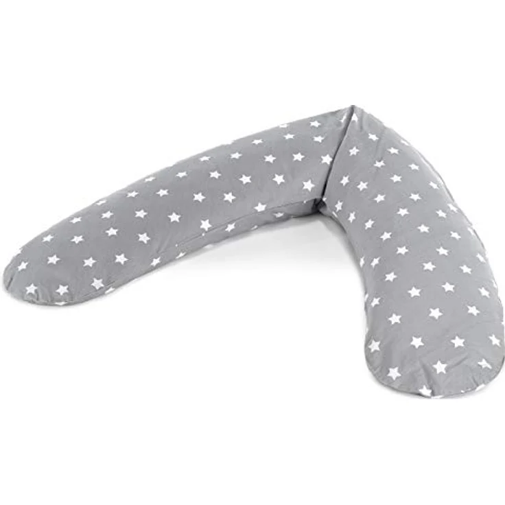 Theraline Ersatzbezug für Stillkissen Das Komfort, 180 cm, kuschelige Baumwolle, waschbar, Big Stars Grau – Bild 1