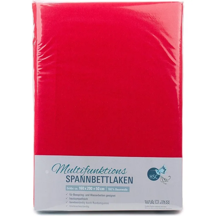 HSC Home-Style-Creation GmbH Spannbettlaken Multifunktions-Spannbettlaken für Boxspring- und Wasserbetten, 100% Baumwolle, Gummizug: rundum, (1 Stück), Mit Rundumgummi für Matratzen bis 50 cm Höhe