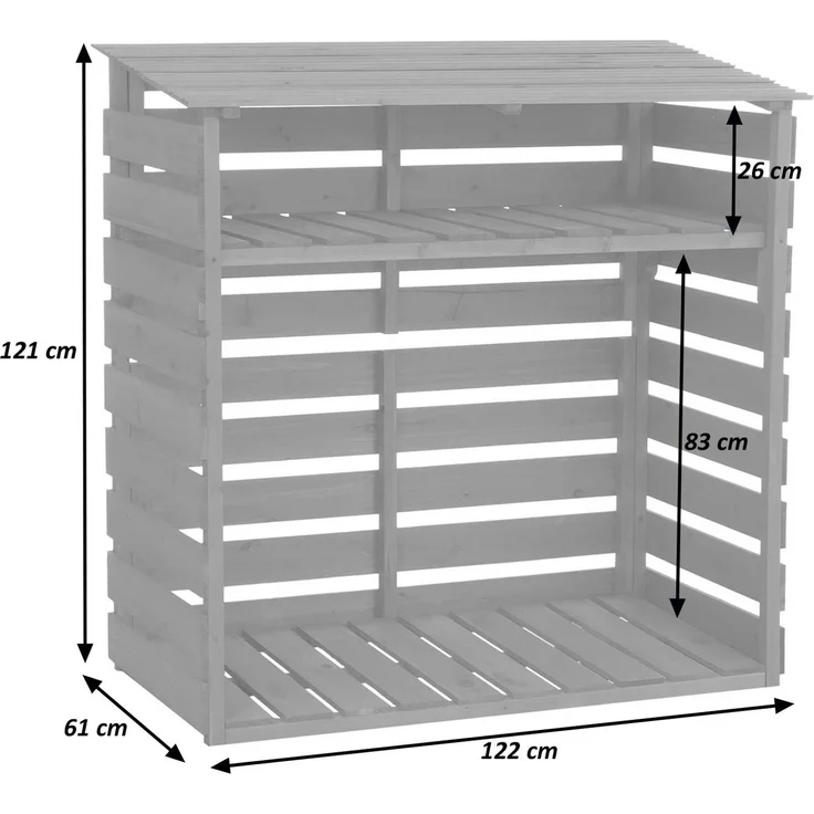 Brennholzlager HWC-Q16, Kamin-/Feuerholzregal Holzlager Holzunterstand, Ablage Holz Tanne FSC® 121x122x61cm ~ dunkelbraun – Bild 3