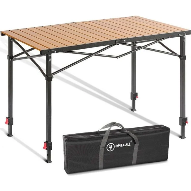 HOMECALL Klapptisch Campingtisch Höhenverstellbar Klappbar Balkontisch Gartentisch Tragbar (Höhenverstellbares Bein(76/84,5/92,5 cm),Aluminum Roll Up Tabletop bis 100kg), für 4-6 Personen,für Camping, Outdoor, Garten – Bild 4