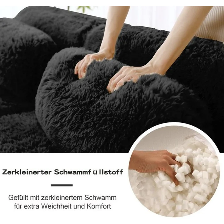 Odikalo Sofa Ecksofa Schlafsofa Modulares Sofa, Plüschstoff, L-förmiges 2-Sitzer Sofa, weicher Plüschstoff, modular, frei kombinierbar, mit Kissen. Weich, hochelastischer Schaumstoff, keine Montage erforderlich, geeignet für kleine Wohnzimmer und Räume – Bild 4