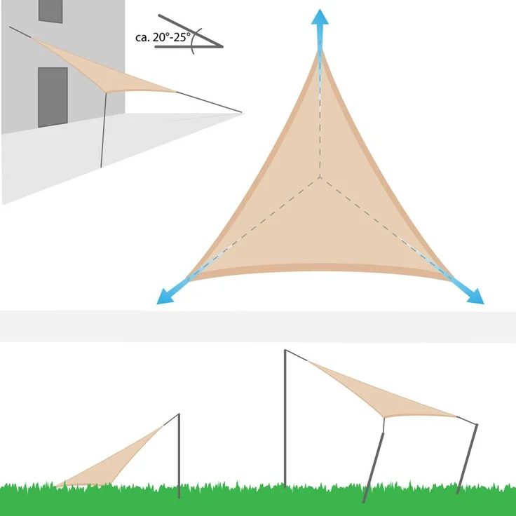 5x5x5m UV Sonnensegel Sonnenschutz Atmungsaktiv Ivory – Bild 3
